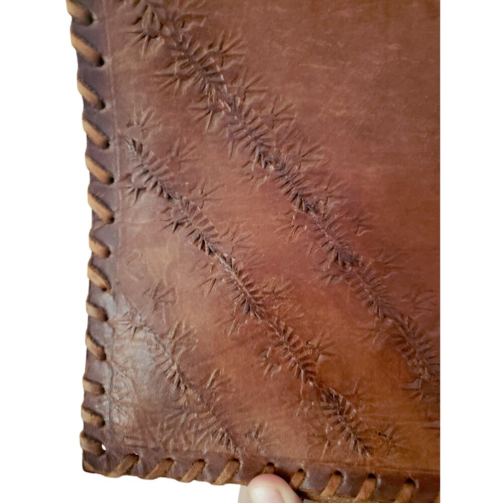 Vintage Boho Western Embossed Tooled Leather Hand Bag Purse - Picture 3 of 11